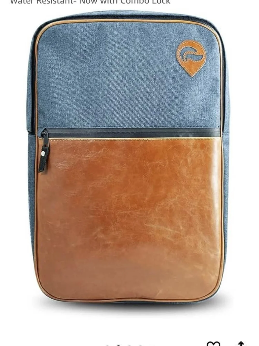 Casual Blue and Brown Men's Sling Backpack - Leather Front Pocket